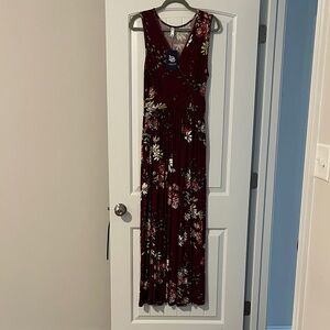 LB Burgundy Floral Maxi Dress